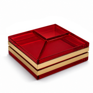 Draper Ruby Crystal Brass Storage Box