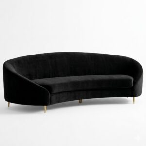 Halston Black Velvet Gold Sofa 264cm