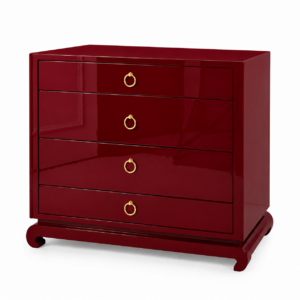 Orient Rouge Lacquer Brass Bedside Table