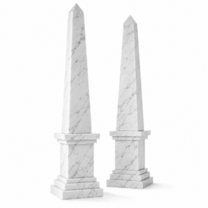 Regency Carrara Marble Obelisk Set 50cm