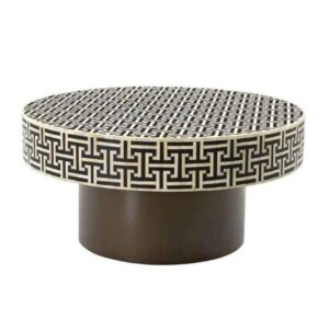 Eros Black White Bone Inlay Bronze Coffee Table