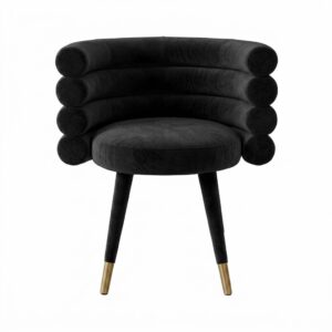 Marshmallow Black Velvet Gold Dining Chair