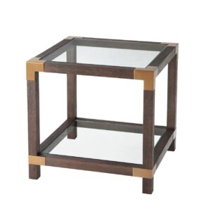 Royalton Brown Oak Brushed Brass Sidetable