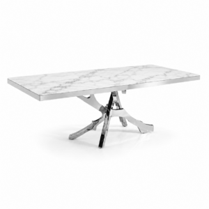 Fornetti Carrara Marble Chrome Dining Table