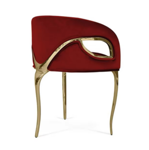 Elegant red chair with gold legs