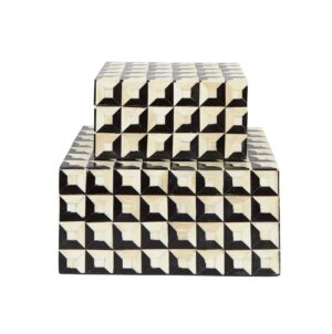 Chessboard Ivory Black Bone Box Set