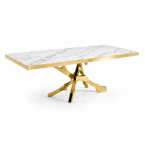 Fornetti Carrara Marble Gold Dining Table 200cm