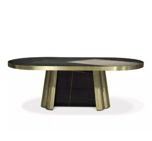 Decodiva Sahara Noir Marble Brass Dining Table