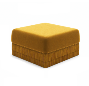 Milan Honey Velvet Fringe Ottoman
