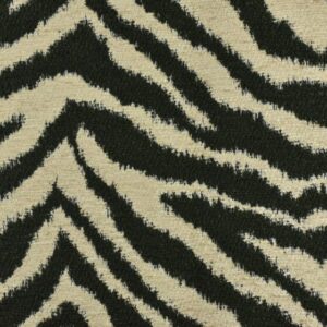 Zebra pattern carpet, black and beige stripes.