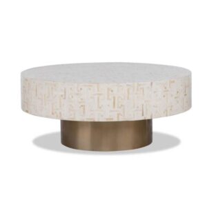 Eros Cream White Bone Inlay Copper Coffee Table