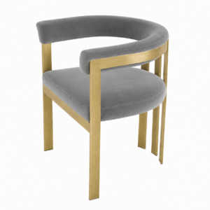 Club Grey Velvet Brass Dining Chair