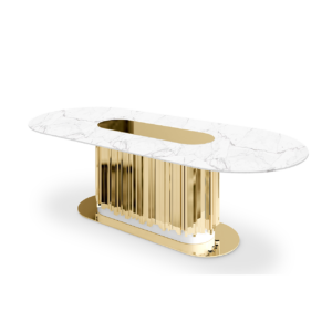 Empire Carrara Marble Brass Dining Table