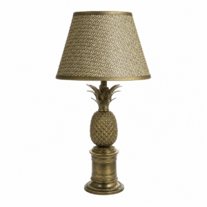 Bermuda Antique Brass Lamp with Natural Rattan Shade