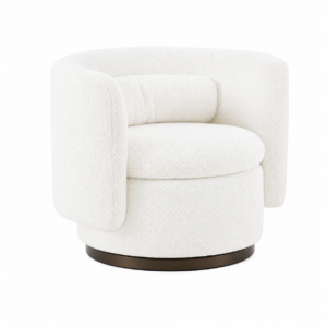 Alessandro White Boucle Bronze Swivel Chair