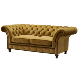 Jardin Mustard Velvet Sofa 198cm