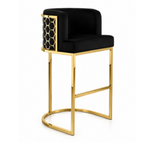 Hive Black Velvet Gold Counter Stool