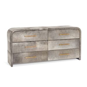 Bovine Grey Cowhide Brass Dressing Cabinet