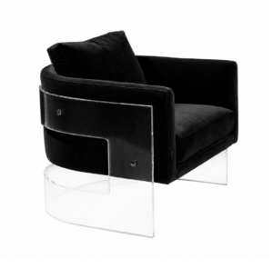 Jacques Black Velvet Lucite Armchair