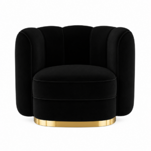 Moritz Black Velvet Gold Swivel Chair