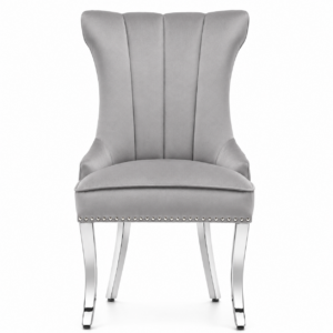 Palacial Light Grey Velvet Chrome Dining Chair