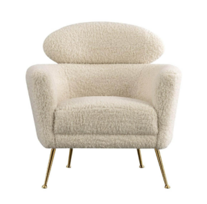 Morelli Beige Boucle Brass Wing Chair