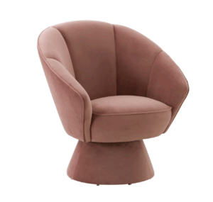Aurora Salmon Velvet Swivel Dining Chair