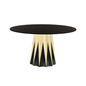 Glamour Gold Black Glass Dining Table 150cm