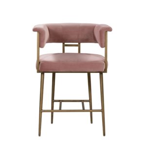 Carlita Dusty Rose Brass Counter Stool