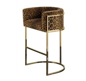 Icebreaker Leopard Velvet Gold Counter Stool