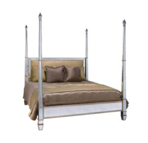 Chateau Beige Velvet Antique Mirror King Bed