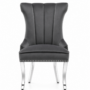 Palacial Grey Velvet Chrome Dining Chair