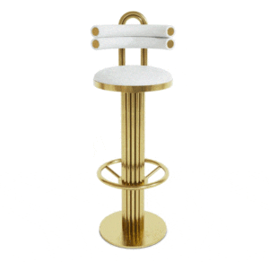 Concorde White Italian Leather Gold Barstool