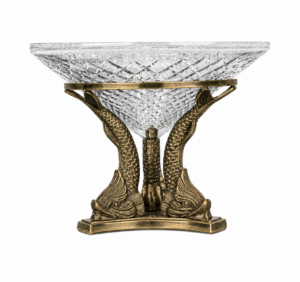 Rococco Koi Brass Crystal Pedestal Bowl