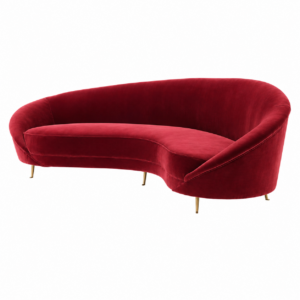 Spazio Red Velvet Brass Sofa