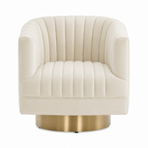 Josephine Cream Velvet Gold Swivel Chair