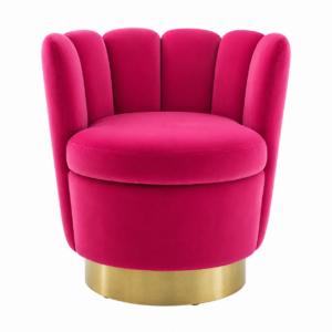 Couture Fuchsia Velvet Gold Swivel Chair