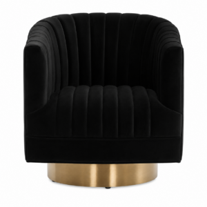 Josephine Black Velvet Gold Swivel Chair