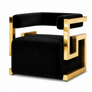 Eros Black Velvet Gold Armchair