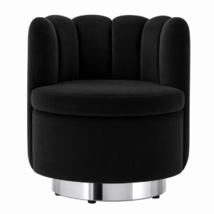 Aarow Black Velvet Chrome Swivel Chair
