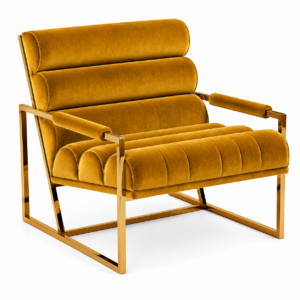 Trendsetter Mustard Velvet Brass Armchair