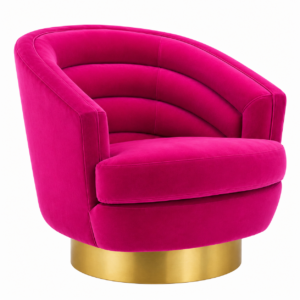 Canyon Fucshia Swivel Brass Armchair