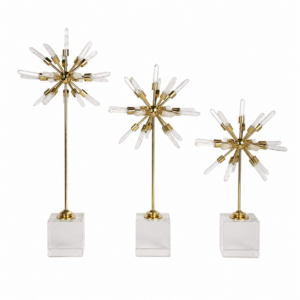 Asterix Gold Selenite Crystal Object Set