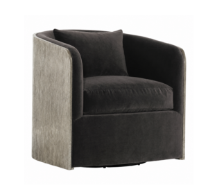 Bernhardt Silver Black Velvet Swivel Armchair