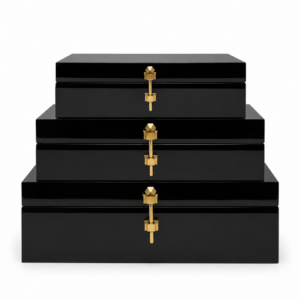 Studio Black Lacquer Brass Storage Box Set
