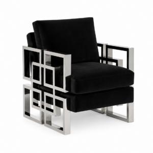 Bernhardt Black Velvet Chrome Armchair