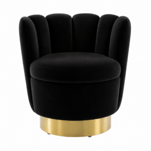 Couture Black Velvet Gold Swivel Chair