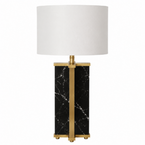 Saint Germain White Marble Brass Lamp with White Shade 75cm