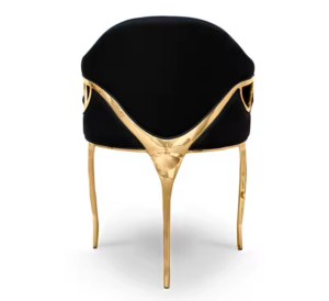 Chandra Black Velvet Brass Highback Dining Chair