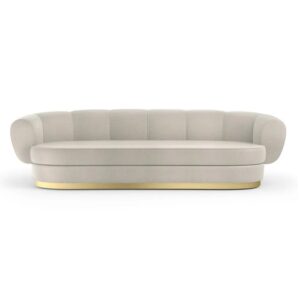 Demorais Cream Velvet Gold Sofa 280cm